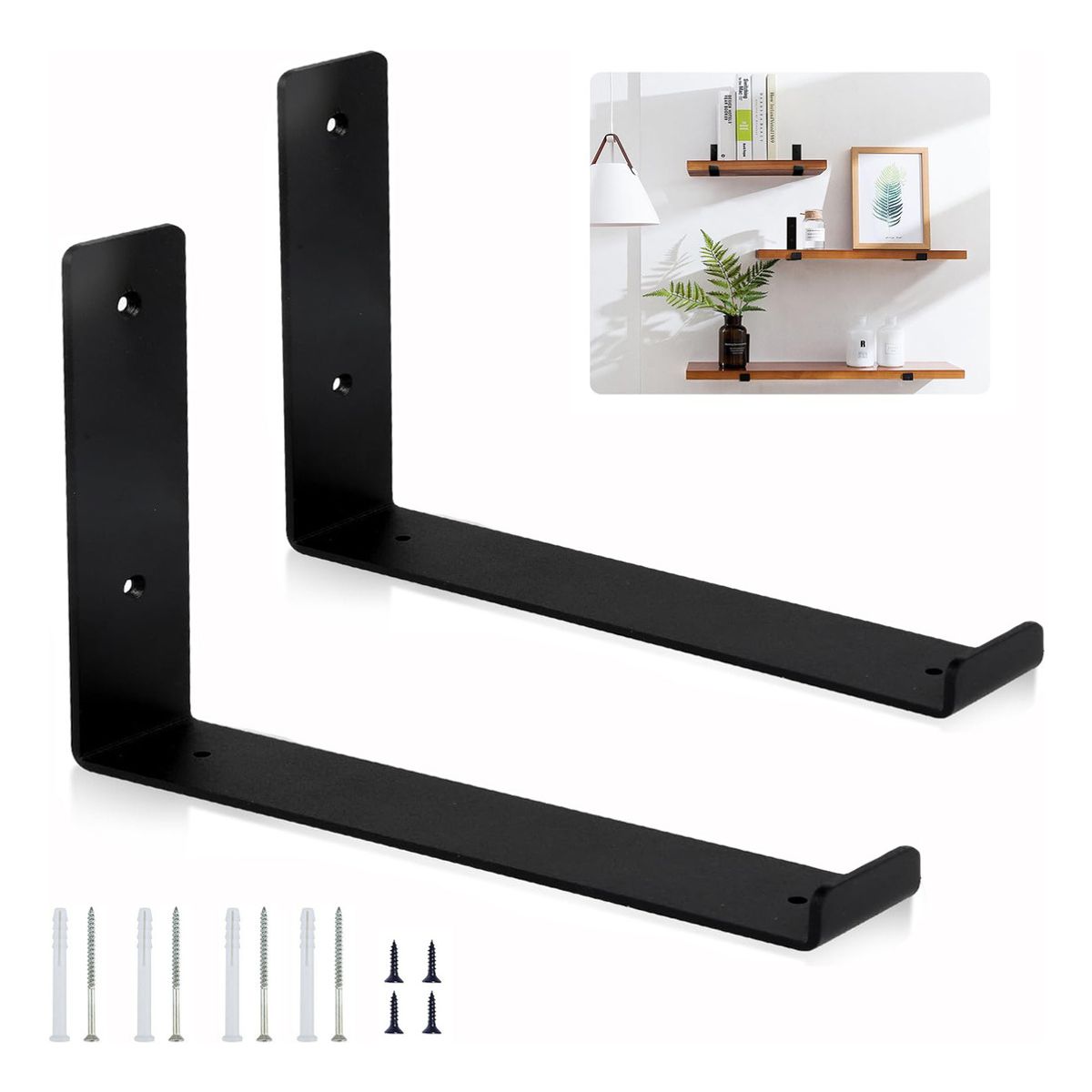 GENERICO - Soportes Para Estantes De Pared Metal Hogar Cocina 2pcs