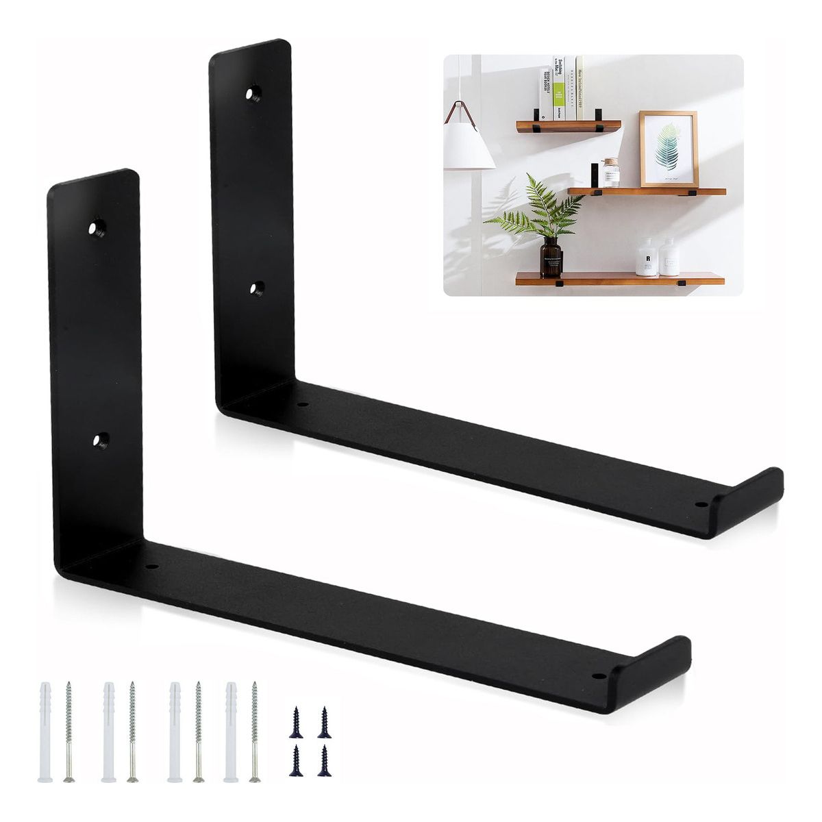 GENERICO - Soportes Para Estantes De Pared Metal Hogar Cocina 2pcs