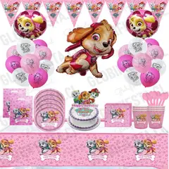 GENERICO - Pack Full Skye Paw Patrol Cumple Globos Cotillon X10