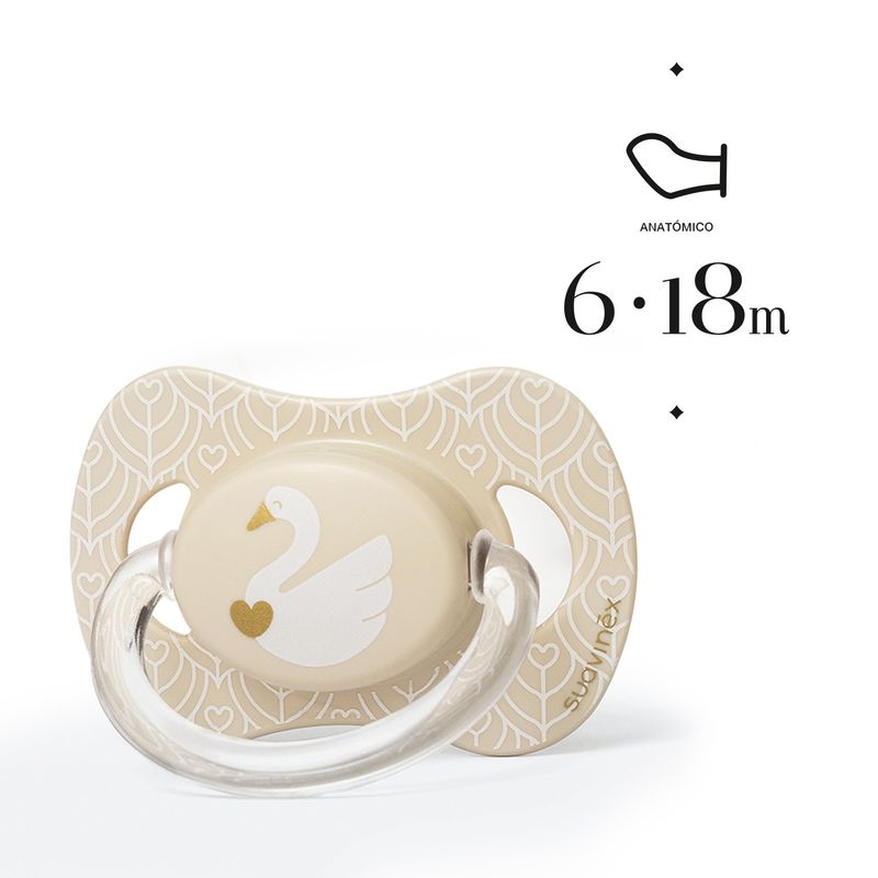 SUAVINEX - Pack Chupete 6-18 meses anatomico silicona + broche pinza