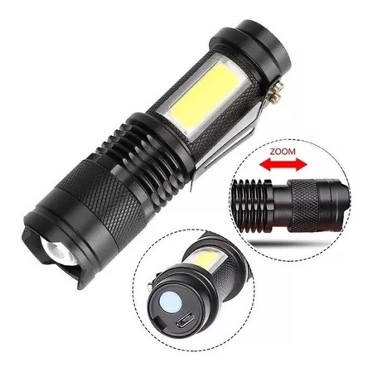 GENERICO - Linterna Led Potente T6 2.000 Lum Recargable USB Zoom lámpara ajustable