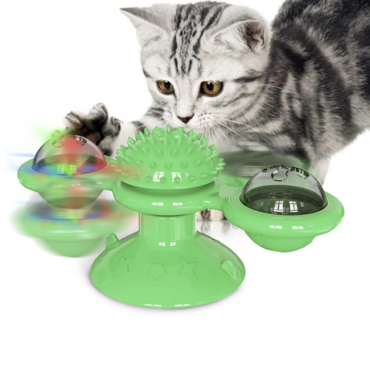 MASCO TODO - Juguete Antiestres para Gatos Catnip Tocadisco Molino Viento
