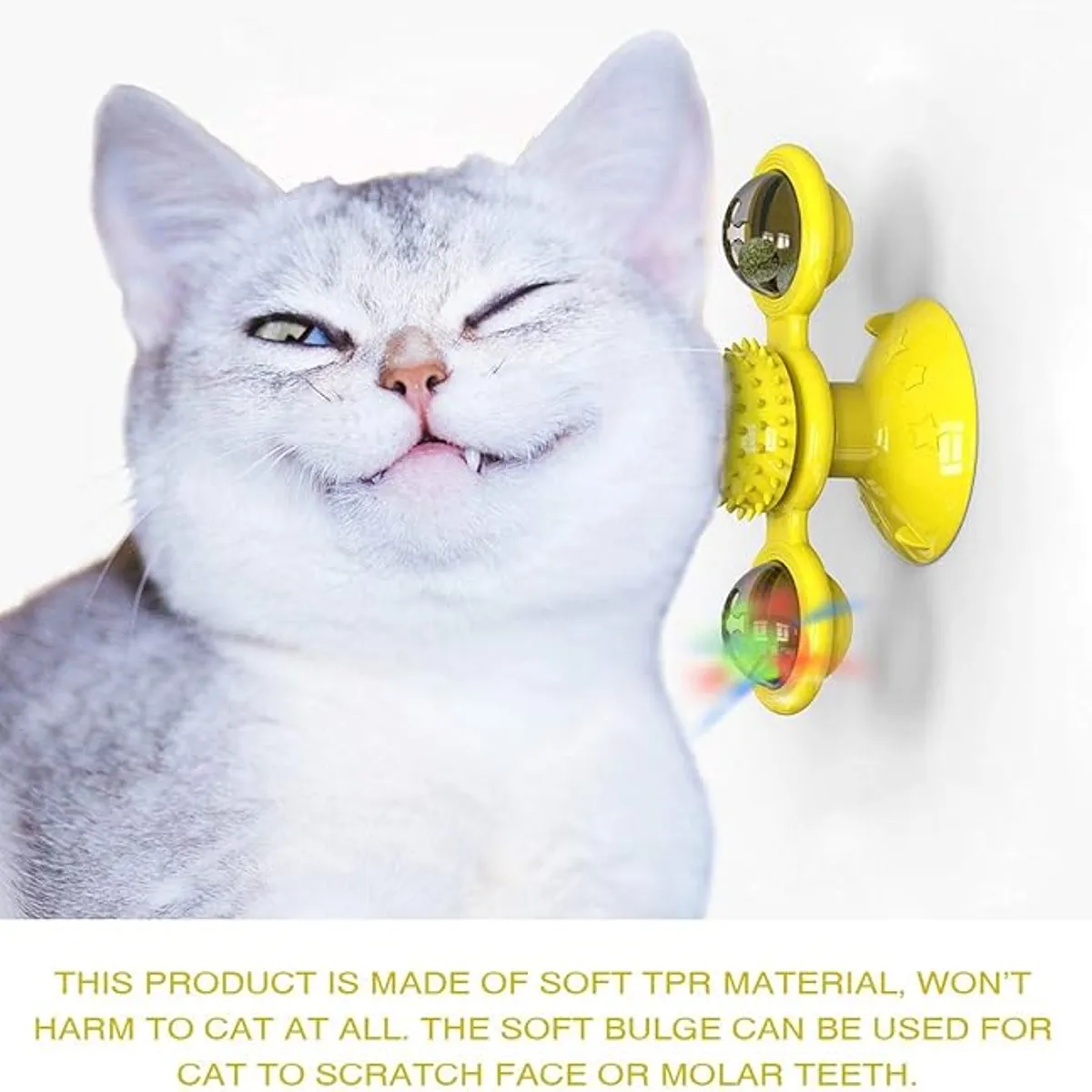 MASCO TODO - Juguete Antiestres para Gatos Catnip Tocadisco Molino Viento