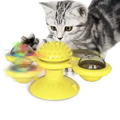 MASCO TODO - Juguete Antiestres para Gatos Catnip Tocadisco Molino Viento