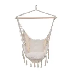 GENERICO - Silla Hamaca Colgante con FlecosTejido - Casas Hogar Columpio Beige