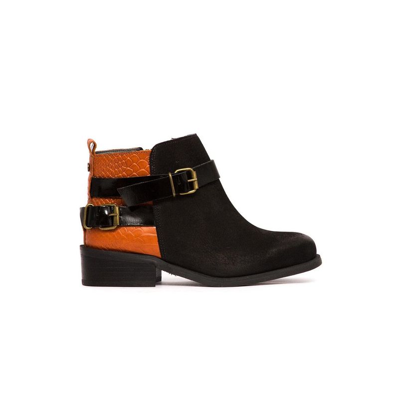 GIANI DAFIRENZE - Botin Mujer De Cuero Laura Negro Naranjo C5