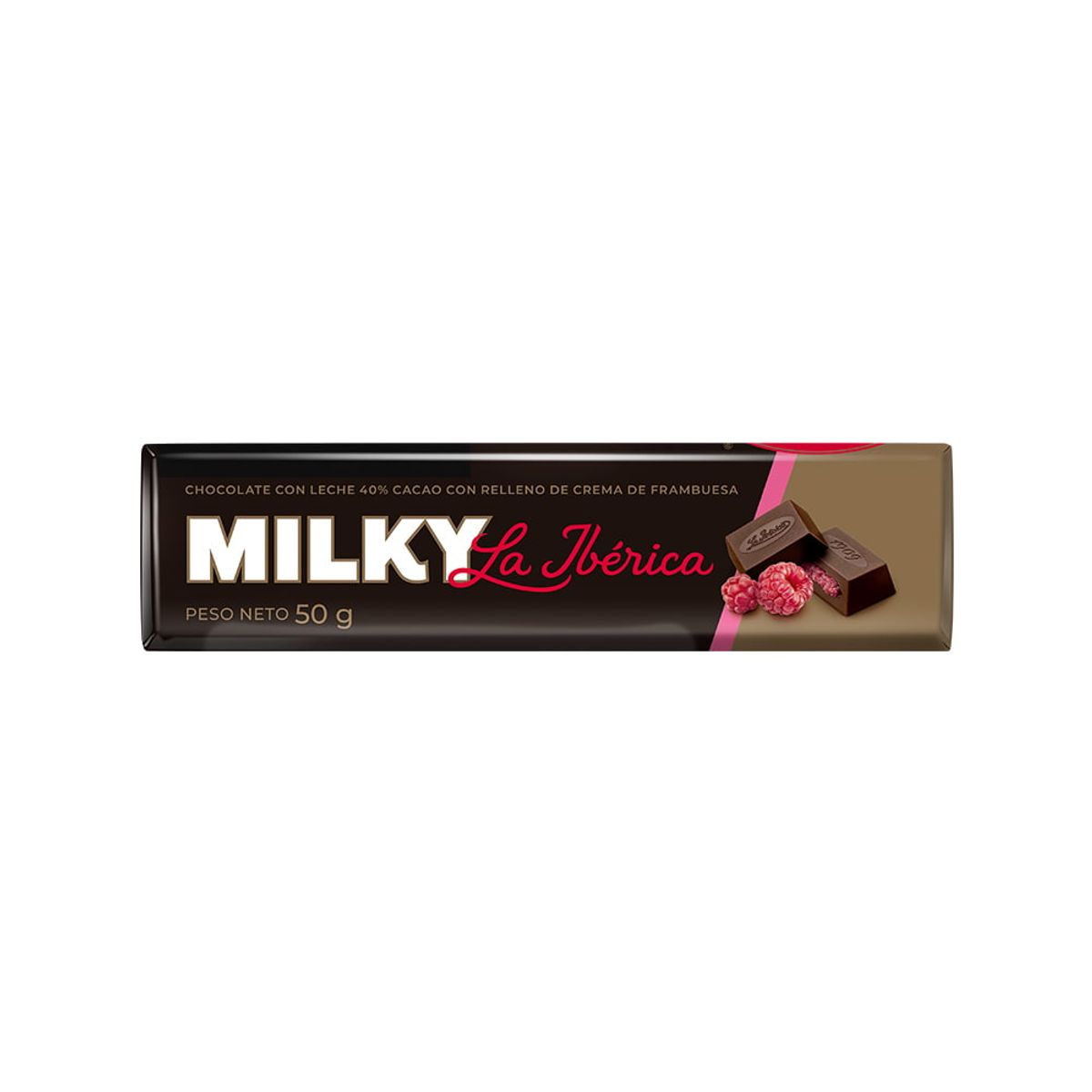 LA IBERICA - PACK X 20 CHOCOLATE EN BARRA MILKY FRAMBUESA 50G LA IBÉRICA