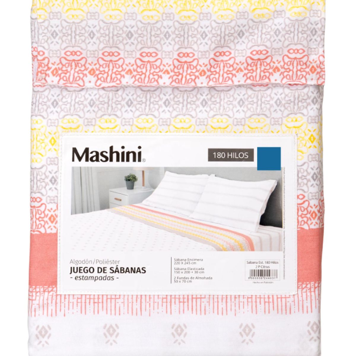 MASHINI - Sábanas 2 Plazas 180 Hilos Mashini Citrus