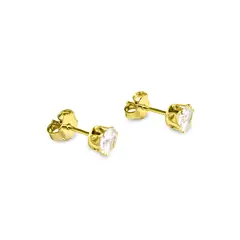 ANDREA COGGIOLA JOYAS - Aros Circón Redondo 5mm Enchapado Oro 18K
