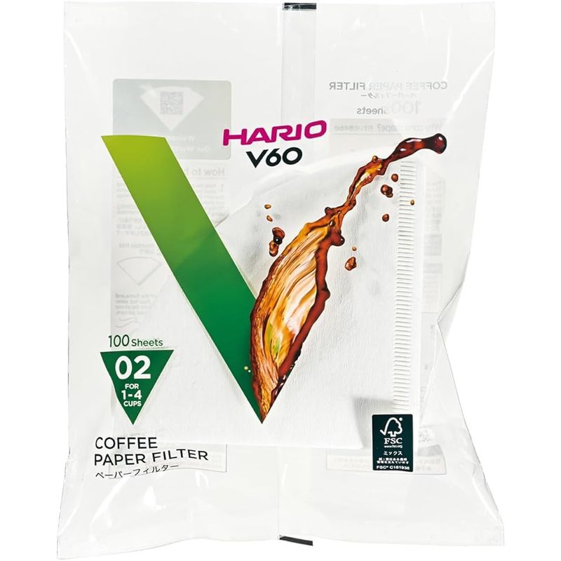 HARIO - Filtro Hario V60 02 100 unidades - Papel para Café en Cono
