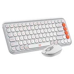 LOGITECH - Kit Teclado y Mouse Inalámbricos Pop Icon Blanco
