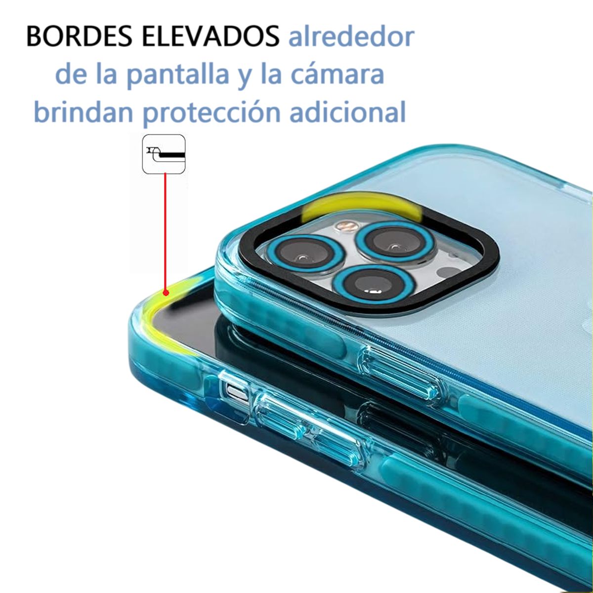 GENERICO - Carcasa Neon Con Lentes Para iPhone 16 Pro Azul