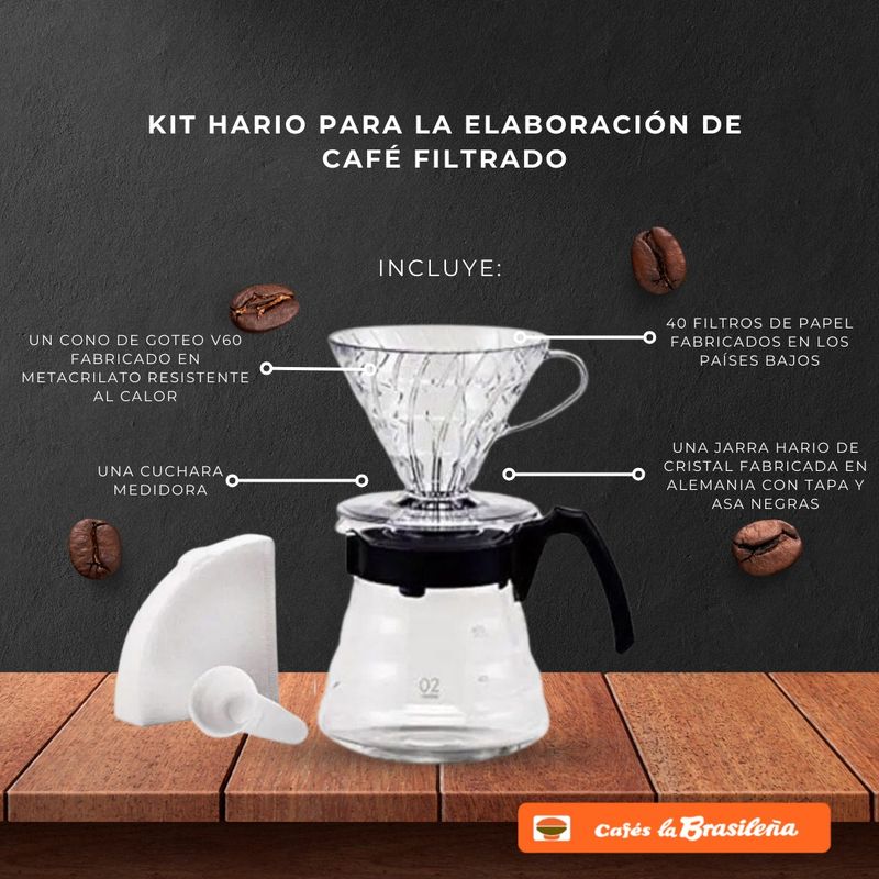 HARIO - Kit Pour Over Hario (Gris) - Todo en uno para Café de Especialidad