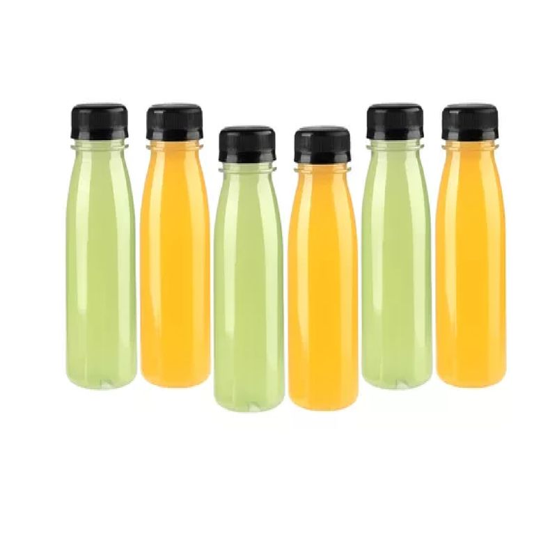 GENERICO - 6 Botellas Plasticas Transparentes Botella Con Tapa 300ml