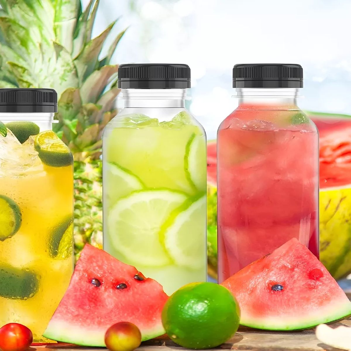 PASTELERIUSCL - 6 Botellas Pet Transparente Botellas Plastico 300ml Botella  Con Tapa Botellas Plásticas Para Jugos