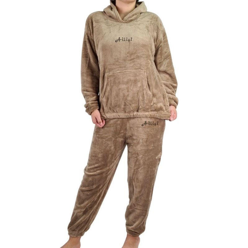 MPROPIA - Pijama Mujer Polar Invierno Con Gorro Excelente Calidad 1763