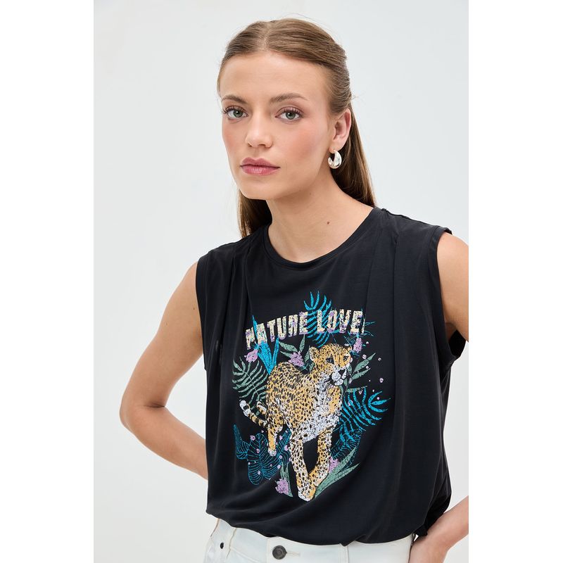 IO - Polera Sin Mangas Negro Mujer Io