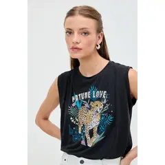 IO - Polera Sin Mangas Negro Mujer