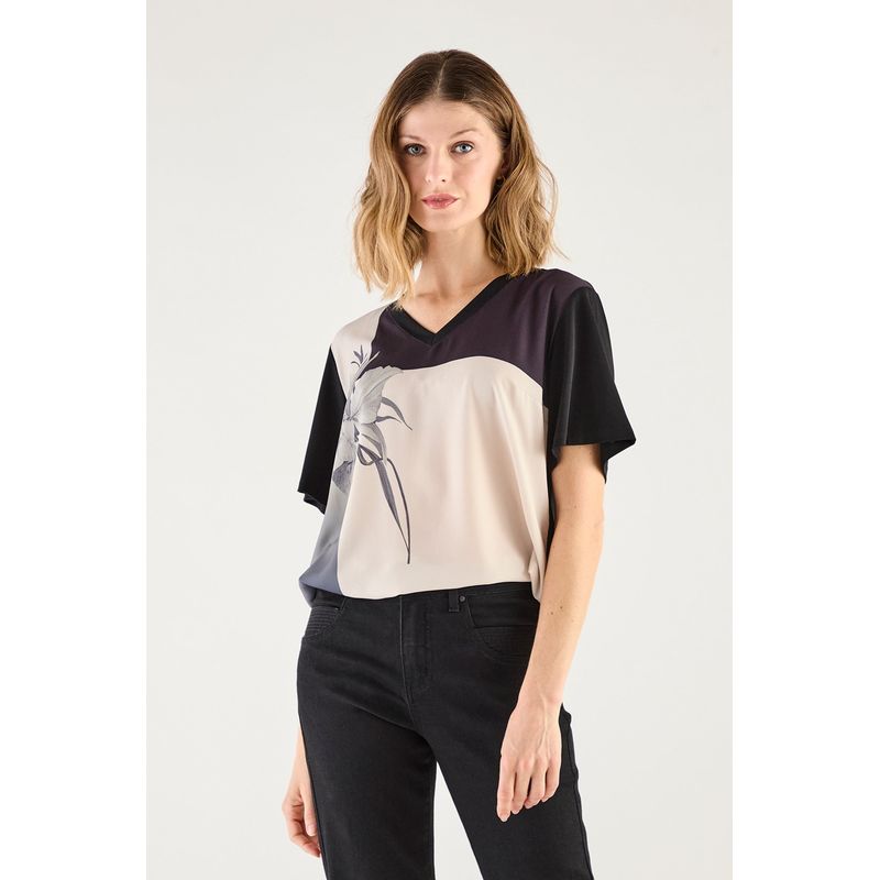 MA GRIFFE - Polera Manga Corta Negro Mujer Magriffe