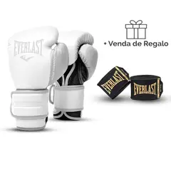 EVERLAST - Guantes De Boxeo Powerlock Blanco + Vendas Elite
