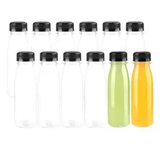 GENERICO - 12 Botellas Plasticas Transparentes Botella Con Tapa 300ml