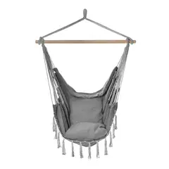 GENERICO - Silla Hamaca Colgante con FlecosTejido - Casas Columpio Gris Claro