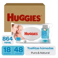 HUGGIES - 18 Paquetes Toallas Húmedas Puro Y Natural