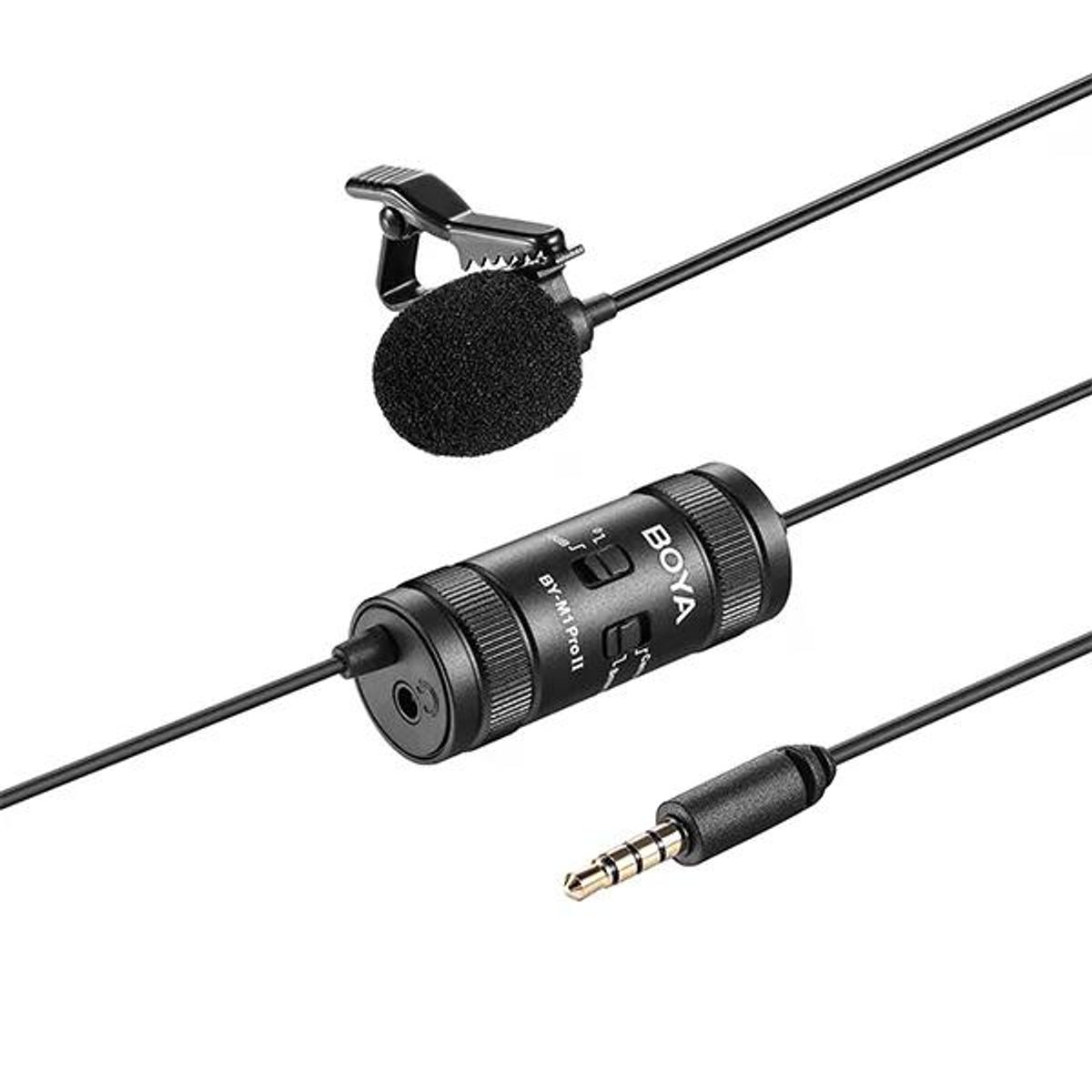 BOYA - Boya BY-M1 Pro II Micrófono Lavalier con Salida de Audífonos No Usa Batería