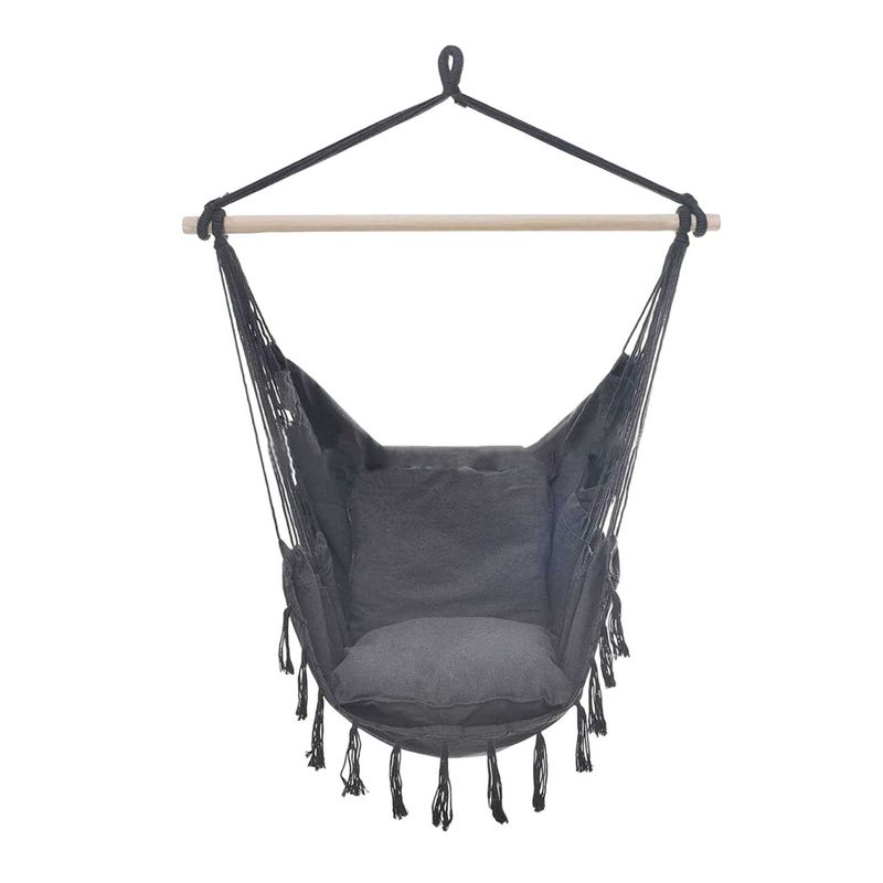 GENERICO - Silla Hamaca Colgante con FlecosTejido - Casas Columpio Gris Oscuro