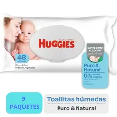 HUGGIES - 9 Paquetes Toallas Húmedas Puro Y Natural