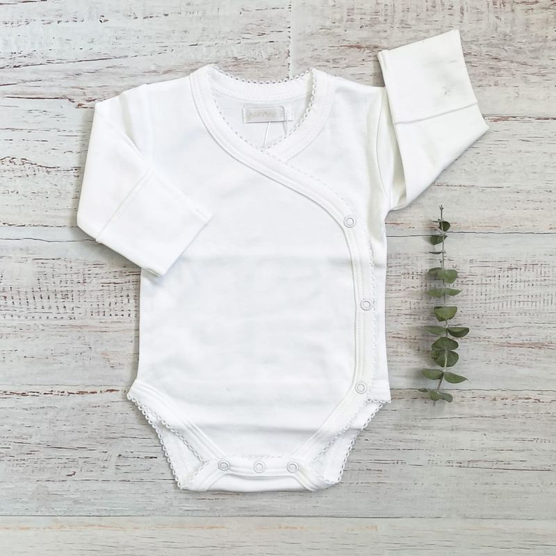 WAWABABY - Body Wawa Básico Picot Blanco Algodón Pima