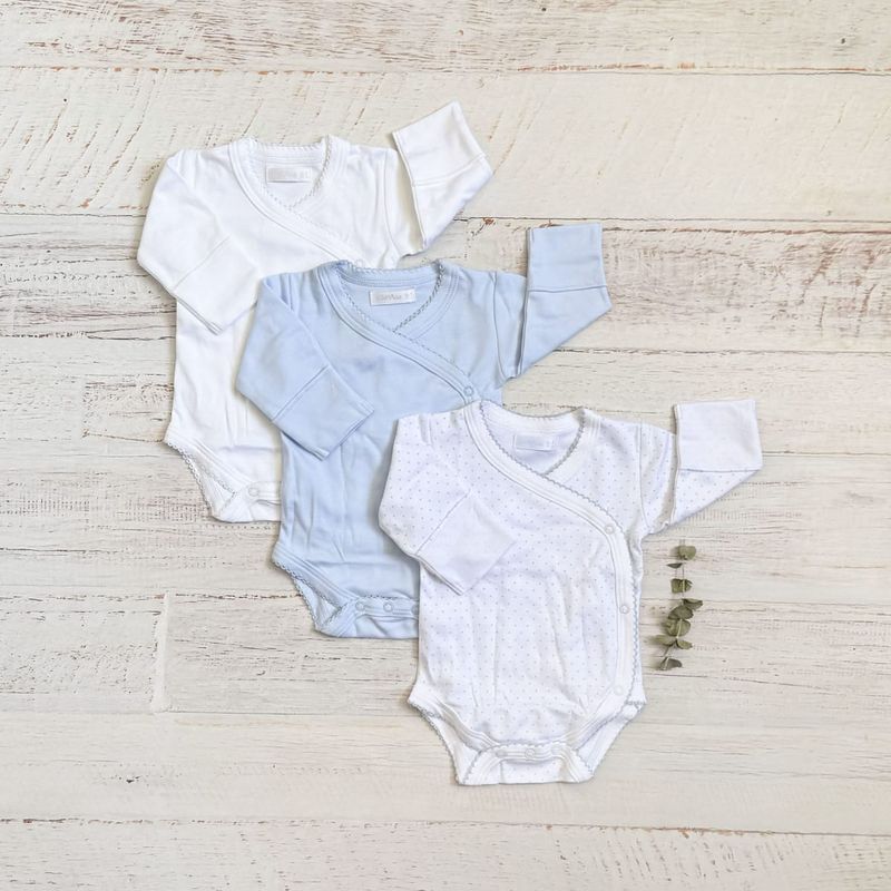 WAWABABY - Pack 3 bodys Wawa puntitos celeste Algodón Pima