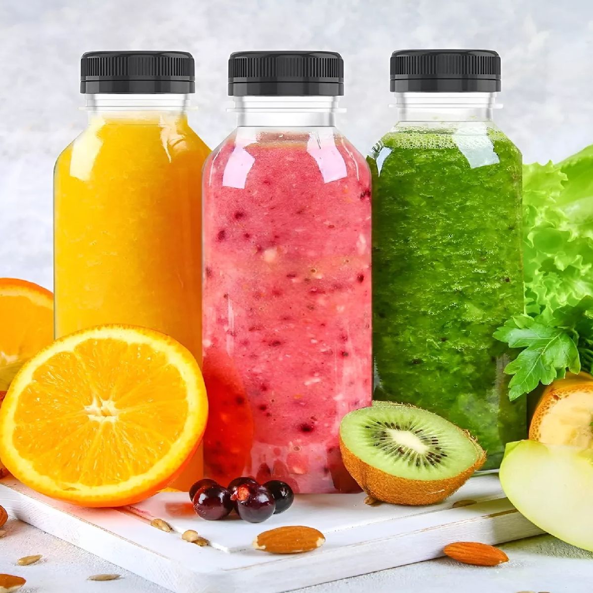 PASTELERIUSCL - 24 Botellas Pet Transparente Botellas Plastico 300ml Botella Con Tapa Botellas Plásticas Para Jugos