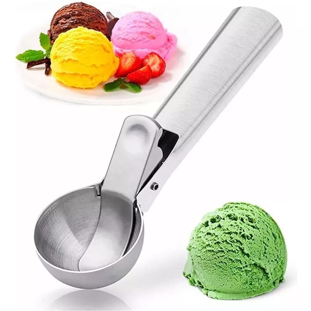GENERICO - Cuchara de helado Antiadherente postre acero Inoxidable 18.2 x 4.9cm