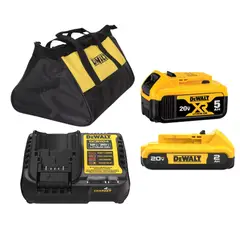 DEWALT - Kit de baterias y cargador (bateria de 2ah y 5Ah) + Bolso