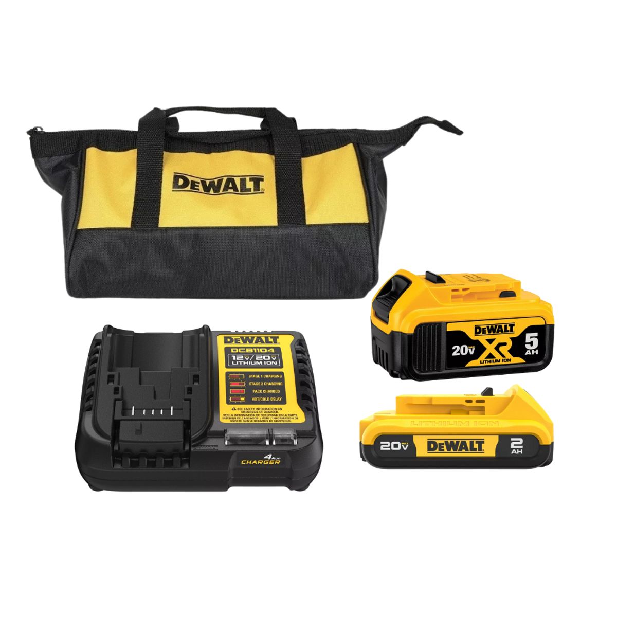 DEWALT - Kit de baterias y cargador bateria de 2ah y 5Ah + Bolso