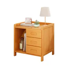 DETODOYMAS - Velador color madera 3 cajones Chic Home - Café