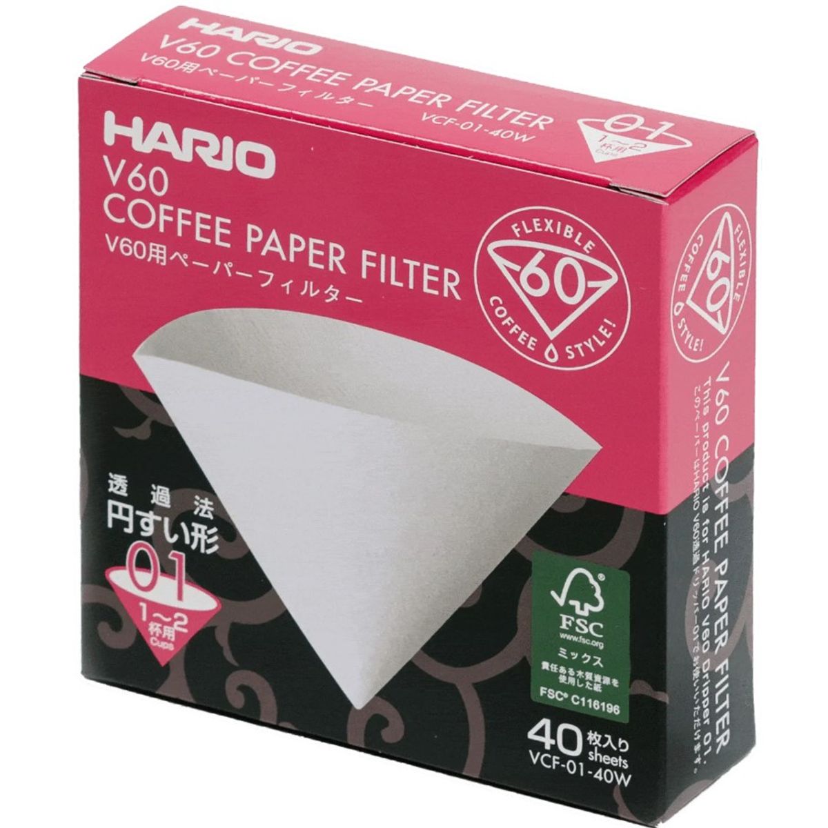 HARIO - Filtro de papel para Cafetera V60 - 40 unidades