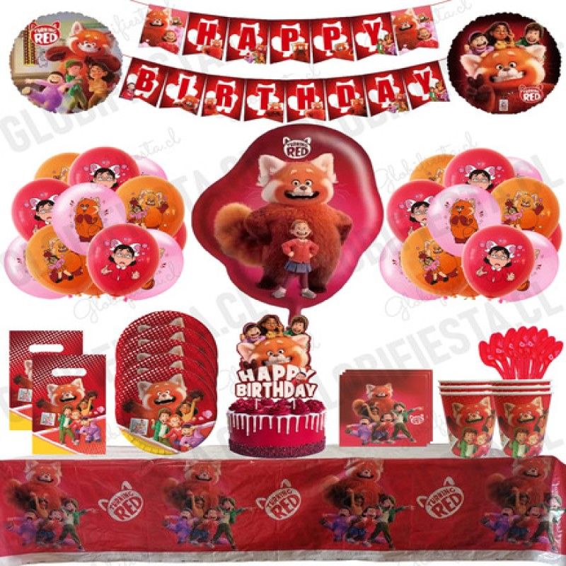 GENERICO - Pack Full Turning Red Cotillon Globos Cumpleaños X10