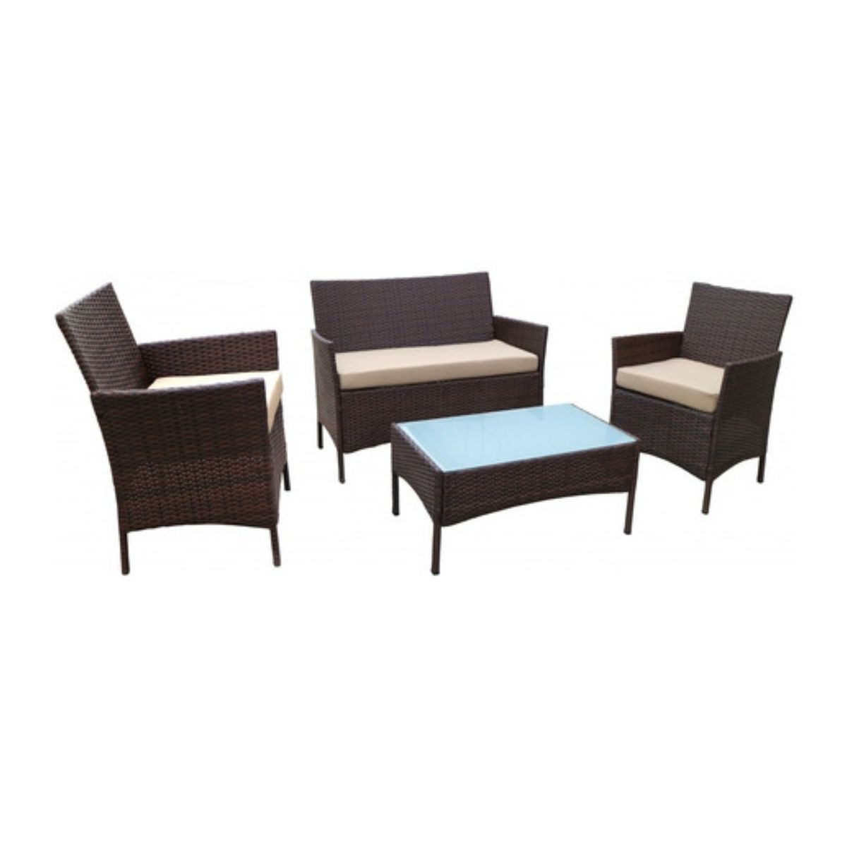 GENERICO - Silla de terraza living 4 personas símil Ratan café Bighouse