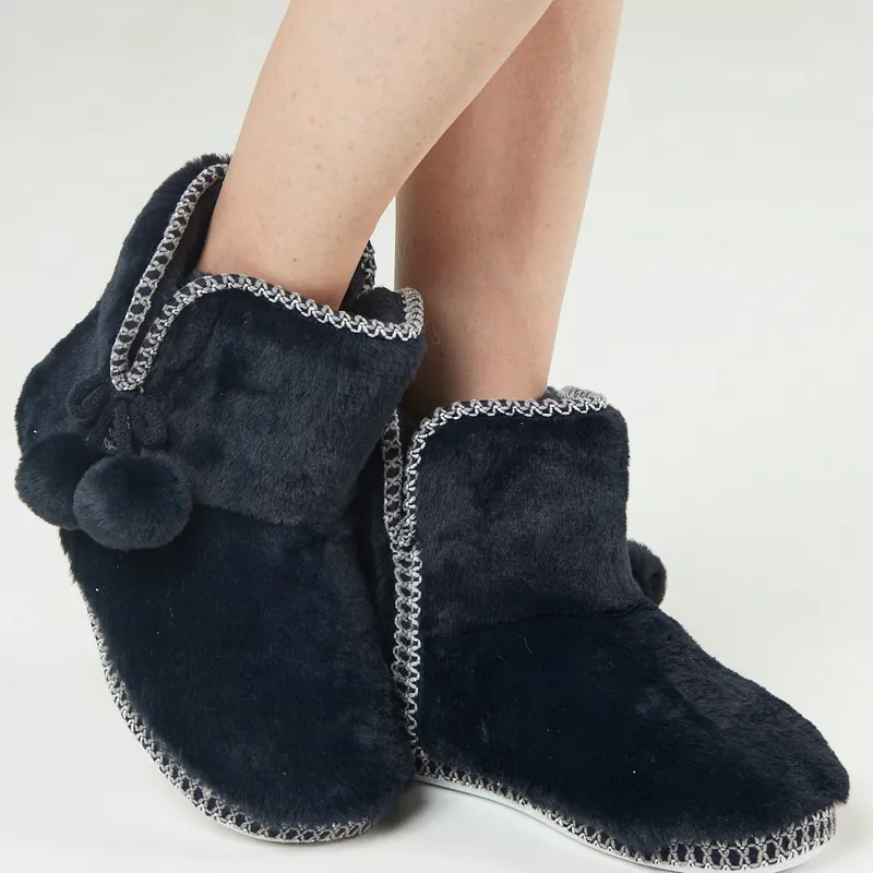 BARBIZON - Pantufla de Mujer Bota New Azul Marino