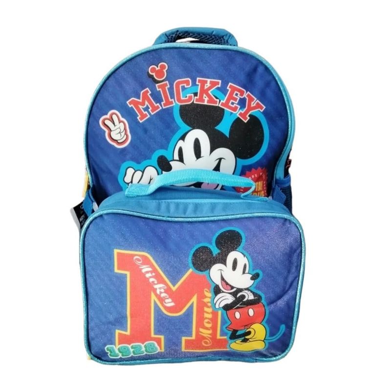 GENERICO - Pack 2 Piezas Mochila Lonchera Infantil Personaje Azul Rojo