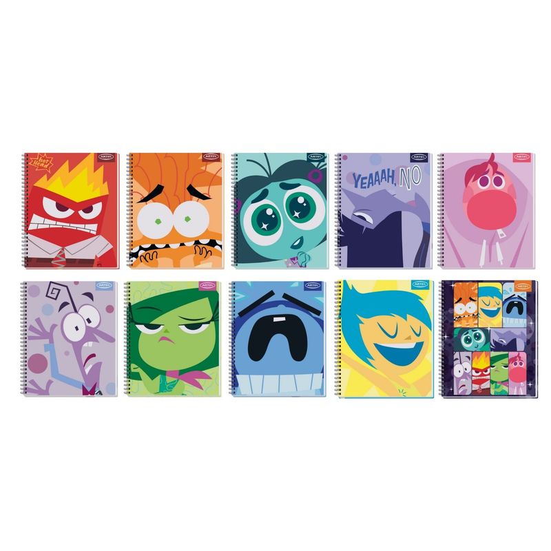GENERICO - Pack 10 Cuadernos Espiral Personajes Colores 100 Hojas