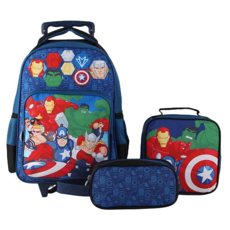 GENERICO - Pack 3 Piezas Mochila Escolar Superhéroes Niños Set Completo