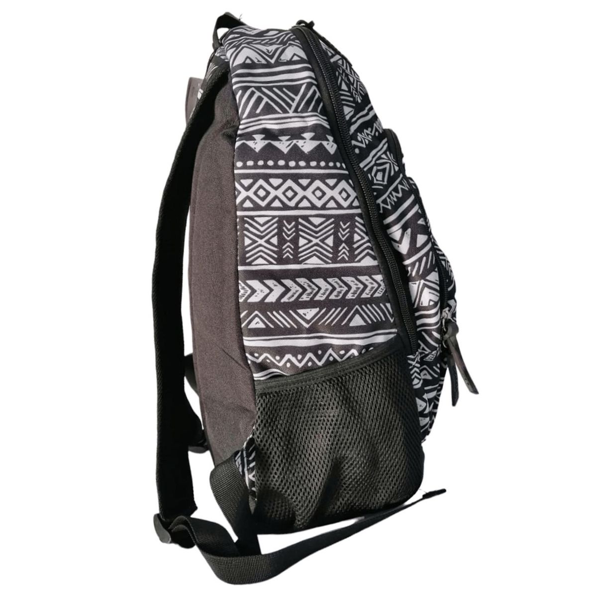 GENERICO - Mochila Estampado Étnico Negro Blanco Escolar Casual Escolar