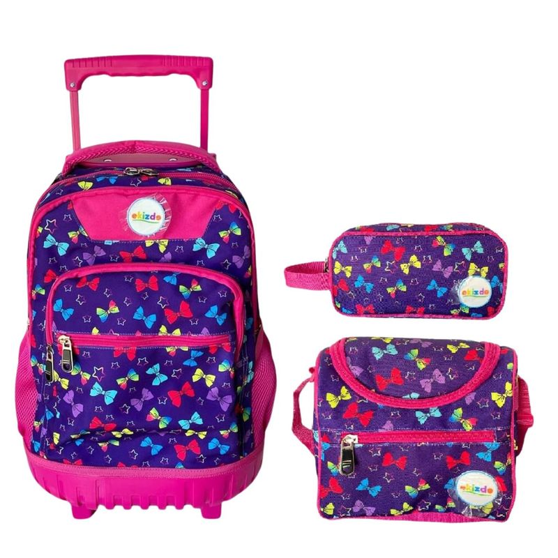GENERICO - Pack 3 Piezas Mochila Escolar Carro Estampado Mariposas