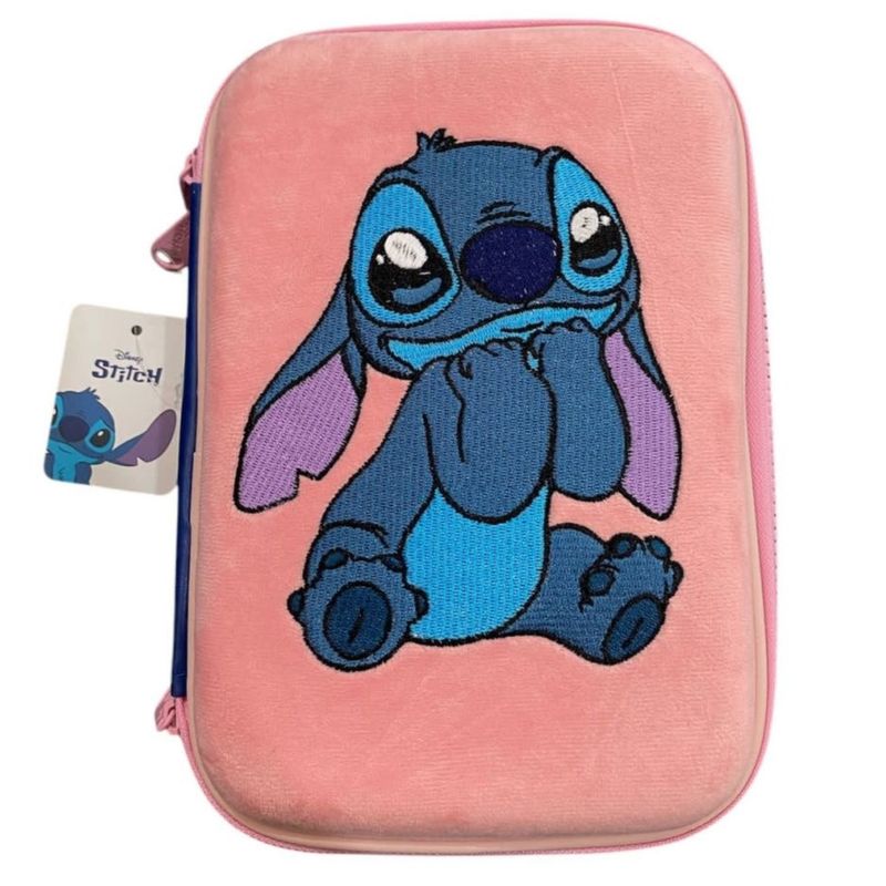 GENERICO - Estuche Rosa Bordado Personaje Azul Caricatura Niños Escolar