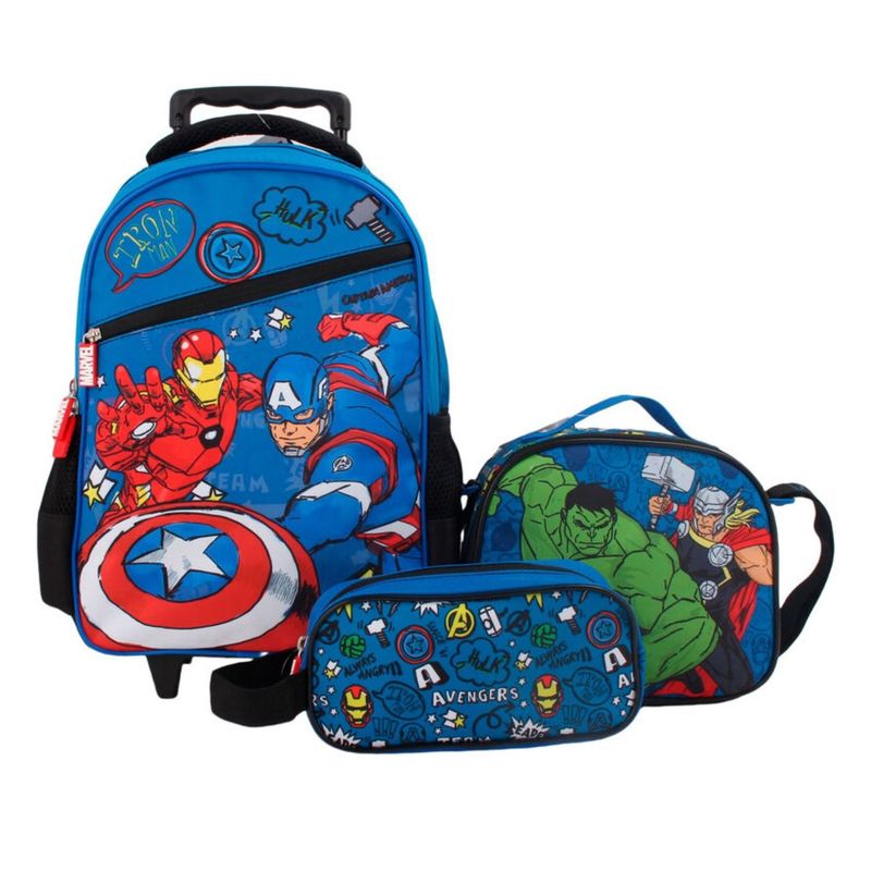 GENERICO - Pack 3 Piezas Mochila Escolar Superhéroes Niños Resistente