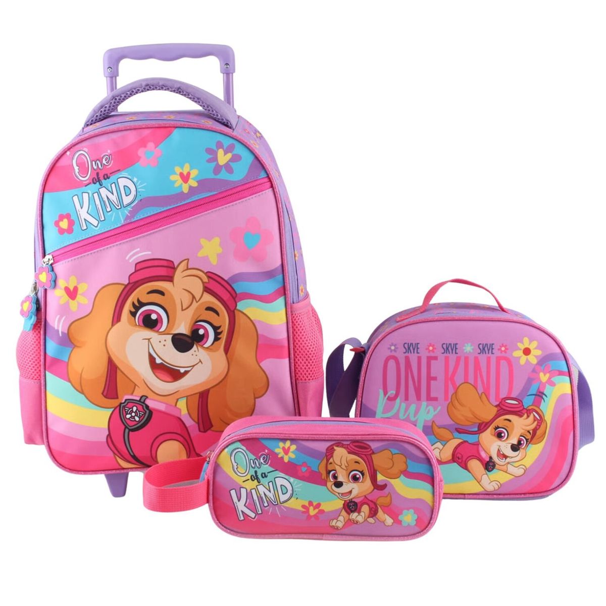 GENERICO - Pack 3 Piezas Mochila Carro Lonchera Estuche Infantil Niños