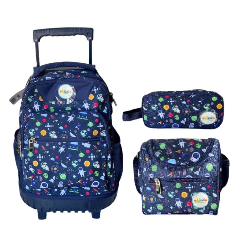 GENERICO - Pack 3 Piezas Mochila Escolar Espacial Lonchera Estuche